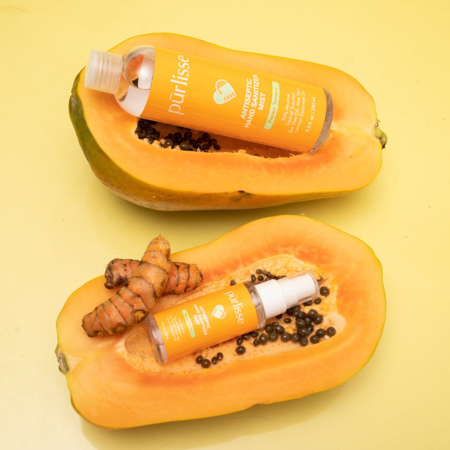 Papaya Turmeric | Scented Antiseptic Hand Sanitizer Mist & Refill Duo4