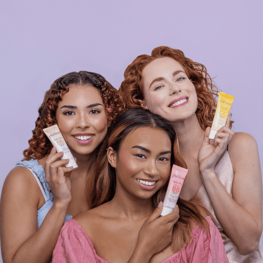 BB and CC Creams against a blue background