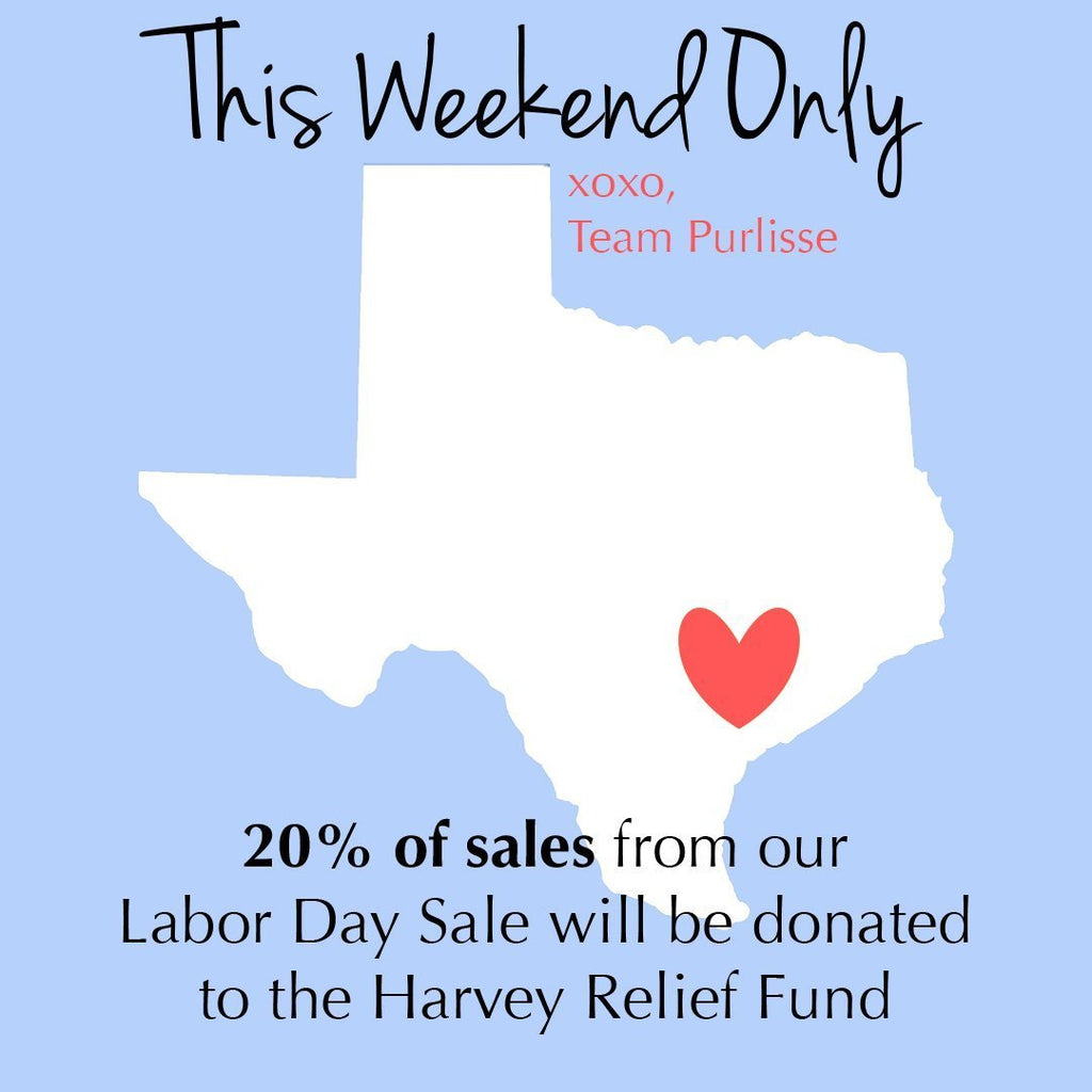 20% of Labor Day Sales will be donated to Harvey Victims