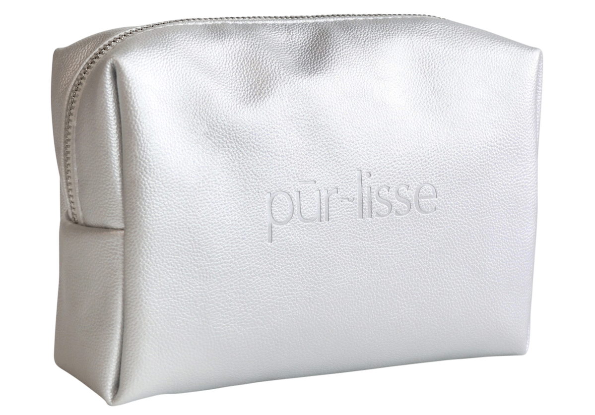 Silver Cosmetics Bag - Clean Skincare - Cruelty Free Makeup - Paraben Free - Purlisse